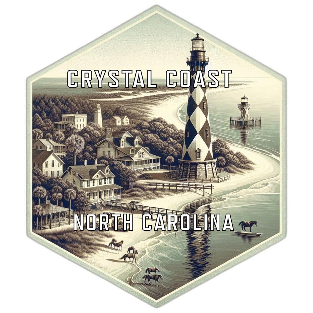 Crystal Coast North Carolina Souvenir Travel Destination Die Cut Hexagon Fridge Magnet Image 1