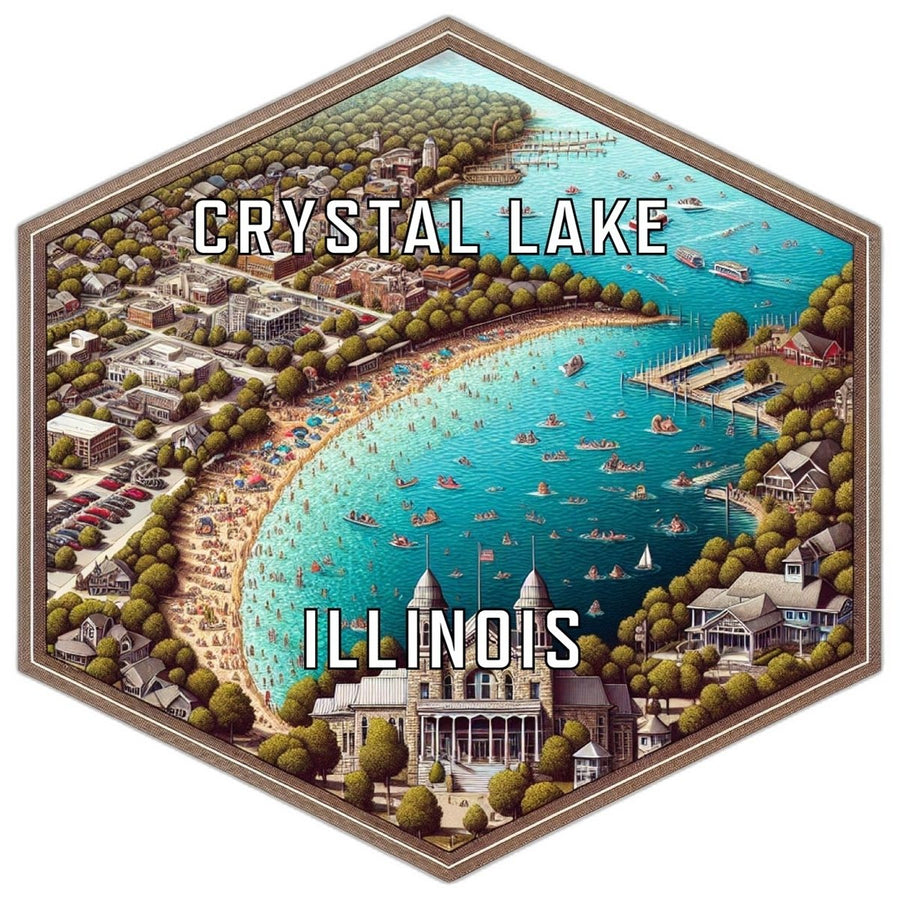 Crystal Lake Illinois Souvenir Travel Destination Die Cut Hexagon Fridge Magnet Image 1