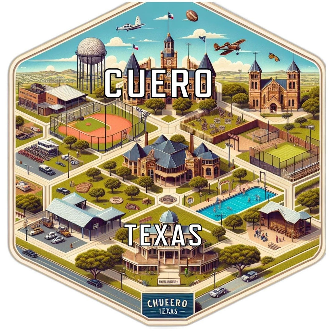 Cuero Texas Souvenir Travel Destination Die Cut Hexagon Fridge Magnet Image 1