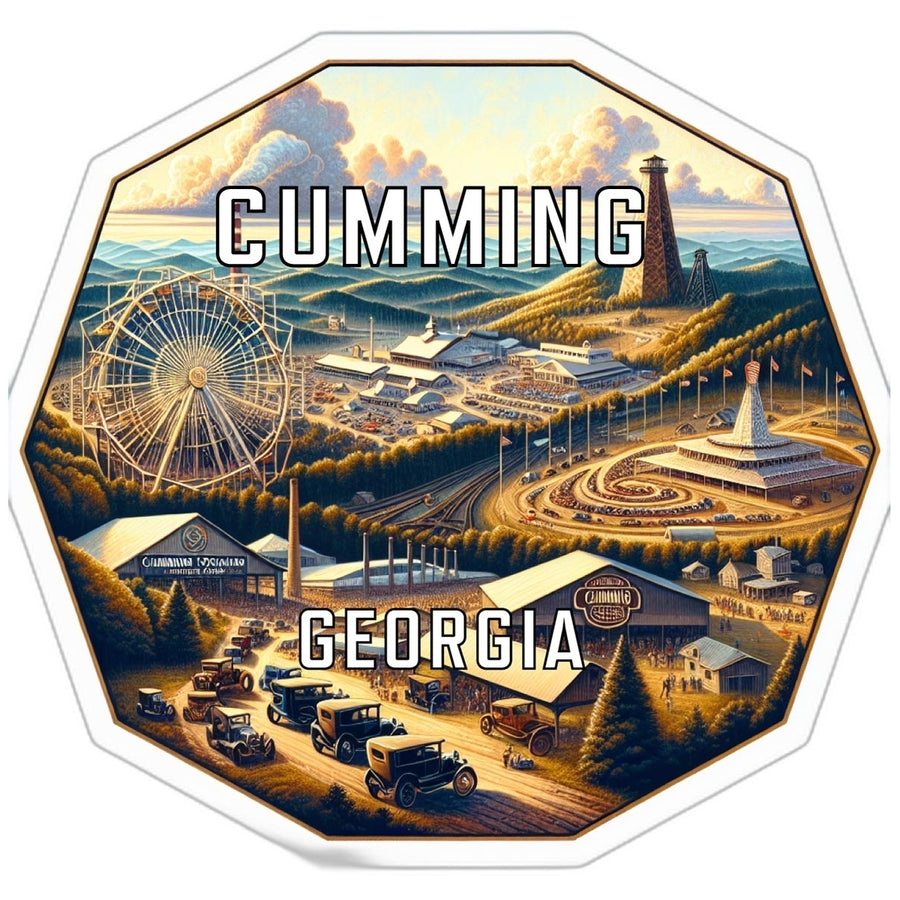 Cumming Georgia Souvenir Travel Destination Die Cut Hexagon Fridge Magnet Image 1