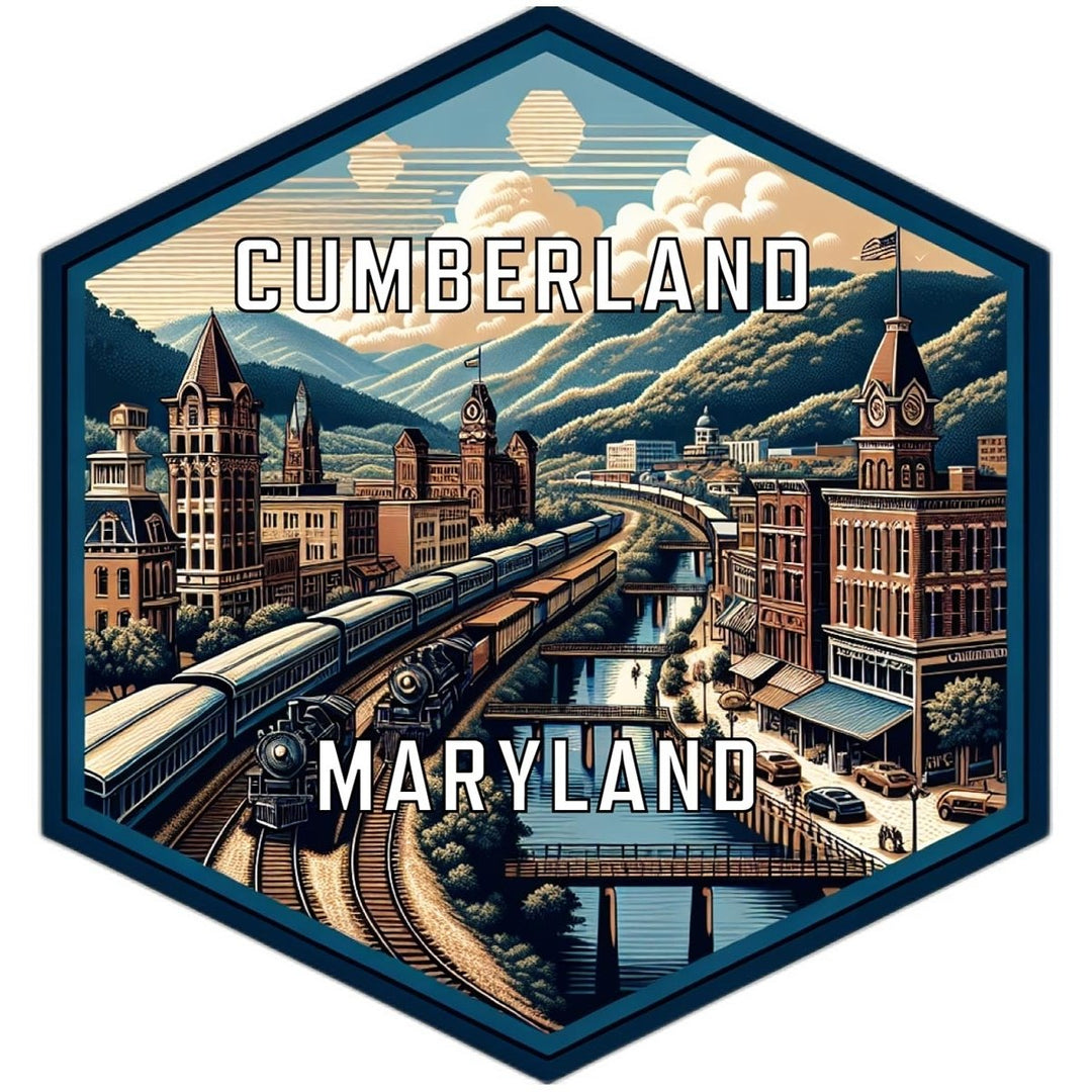 Cumberland Maryland Souvenir Travel Destination Die Cut Hexagon Fridge Magnet Image 1