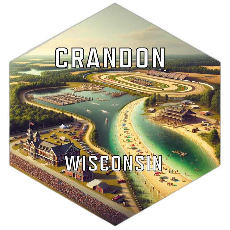 Crandon Wisconsin Souvenir Travel Destination Die Cut Hexagon Fridge Magnet Image 1