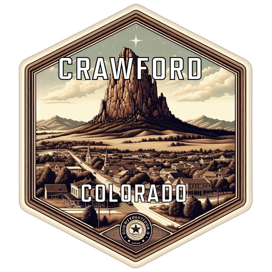 Crawford Colorado Souvenir Travel Destination Die Cut Hexagon Fridge Magnet Image 1