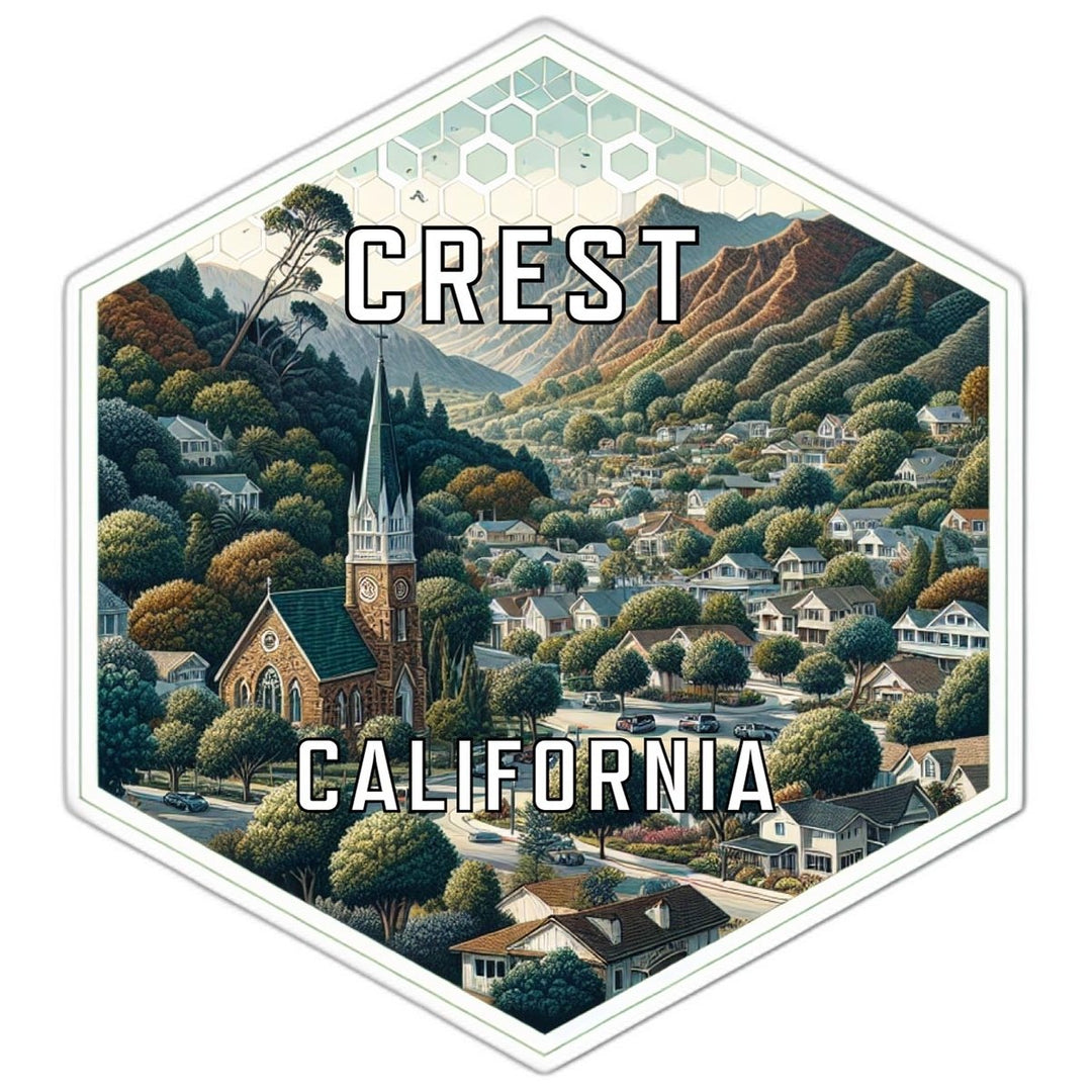 Crest California Souvenir Travel Destination Die Cut Hexagon Fridge Magnet Image 1