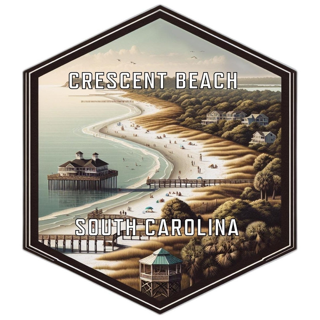 Crescent Beach South Carolina Souvenir Travel Destination Die Cut Hexagon Fridge Magnet Image 1