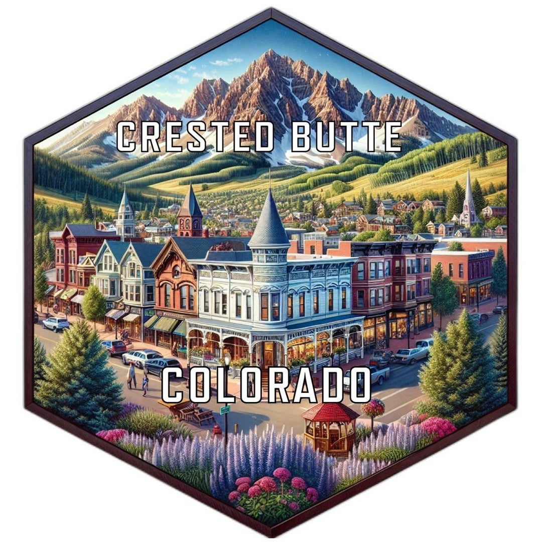 Crested Butte Colorado Souvenir Travel Destination Die Cut Hexagon Fridge Magnet Image 1