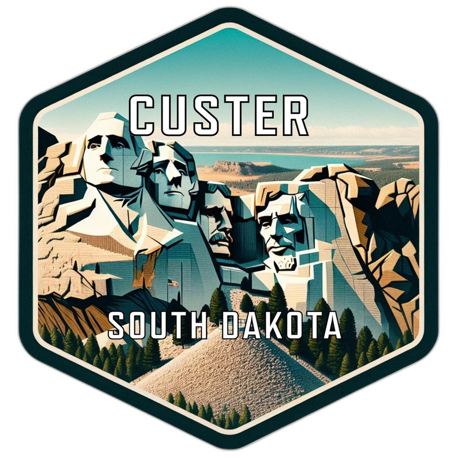 Custer South Dakota Souvenir Travel Destination Die Cut Hexagon Fridge Magnet Image 1