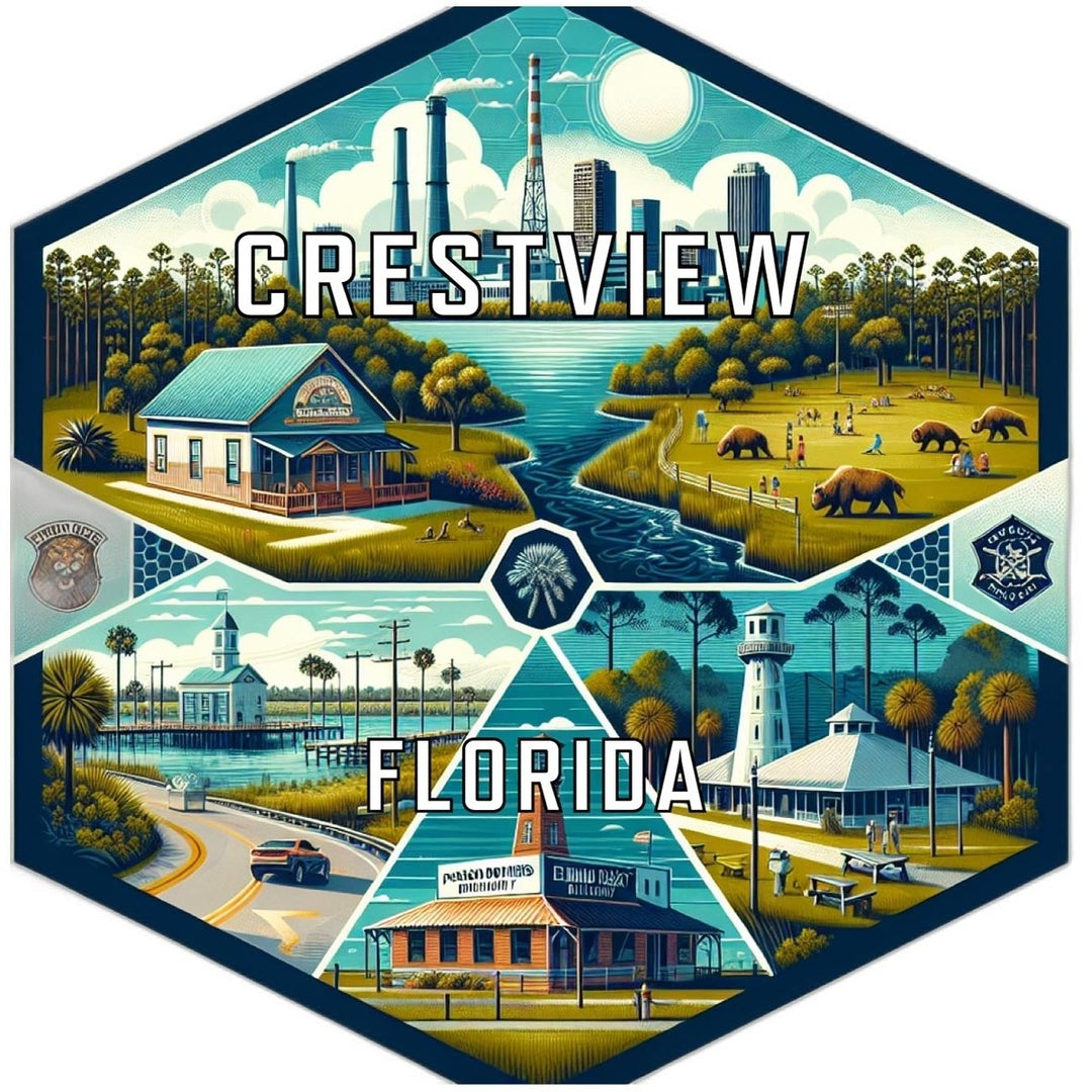 Crestview Florida Souvenir Travel Destination Die Cut Hexagon Fridge Magnet Image 1