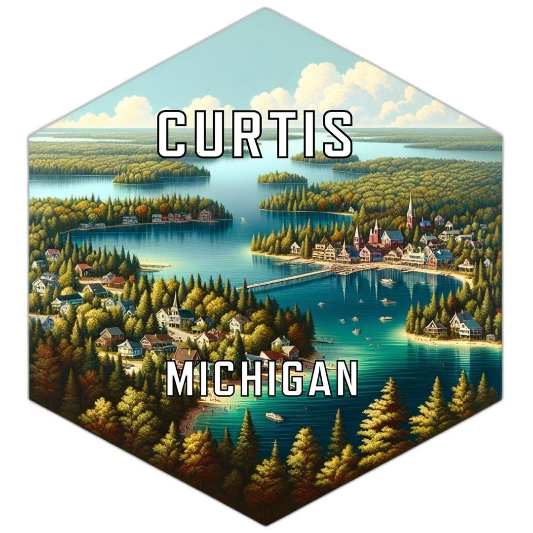 Curtis Michigan Souvenir Travel Destination Die Cut Hexagon Fridge Magnet Image 1