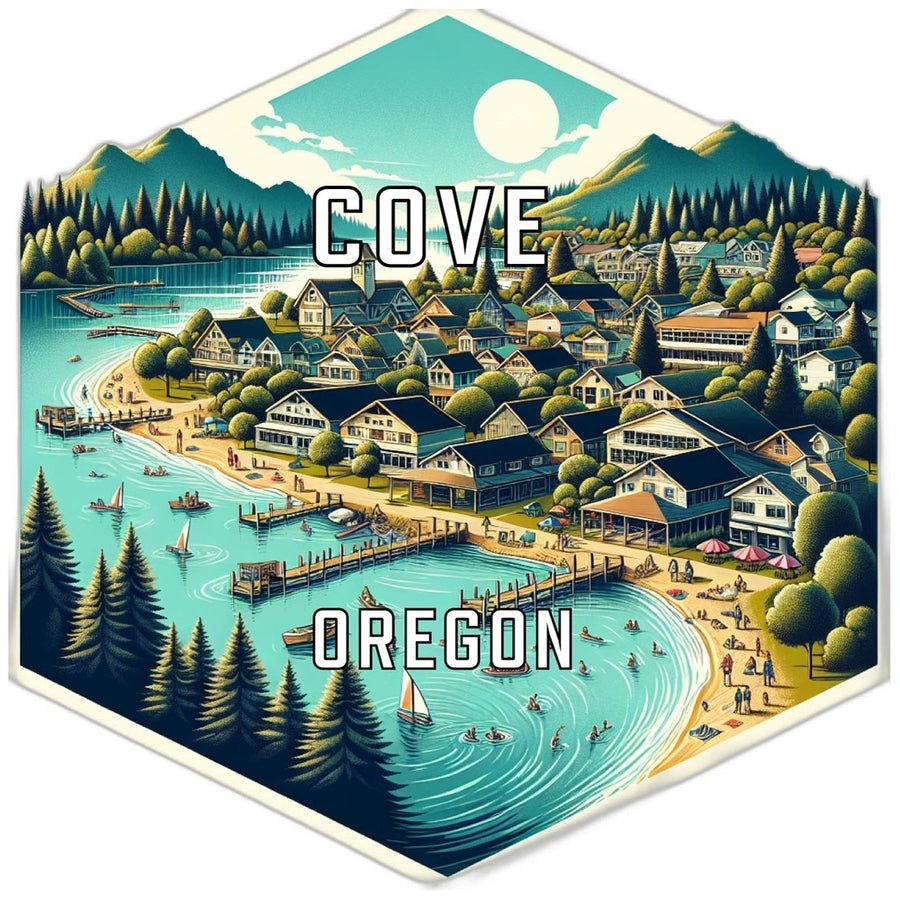 Cove Oregon Souvenir Travel Destination Die Cut Hexagon Fridge Magnet Image 1