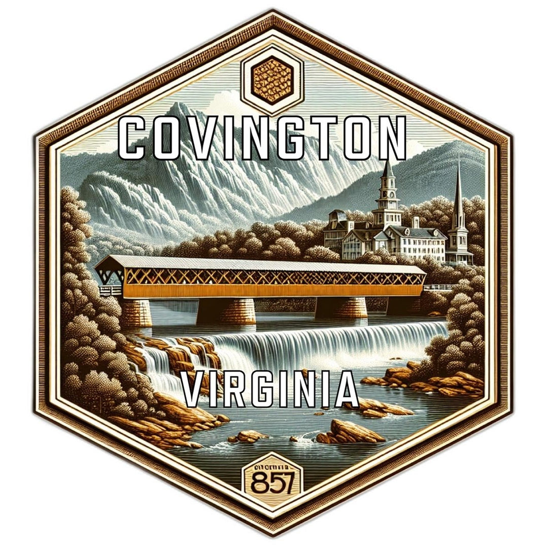 Covington Virginia Souvenir Travel Destination Die Cut Hexagon Fridge Magnet Image 1