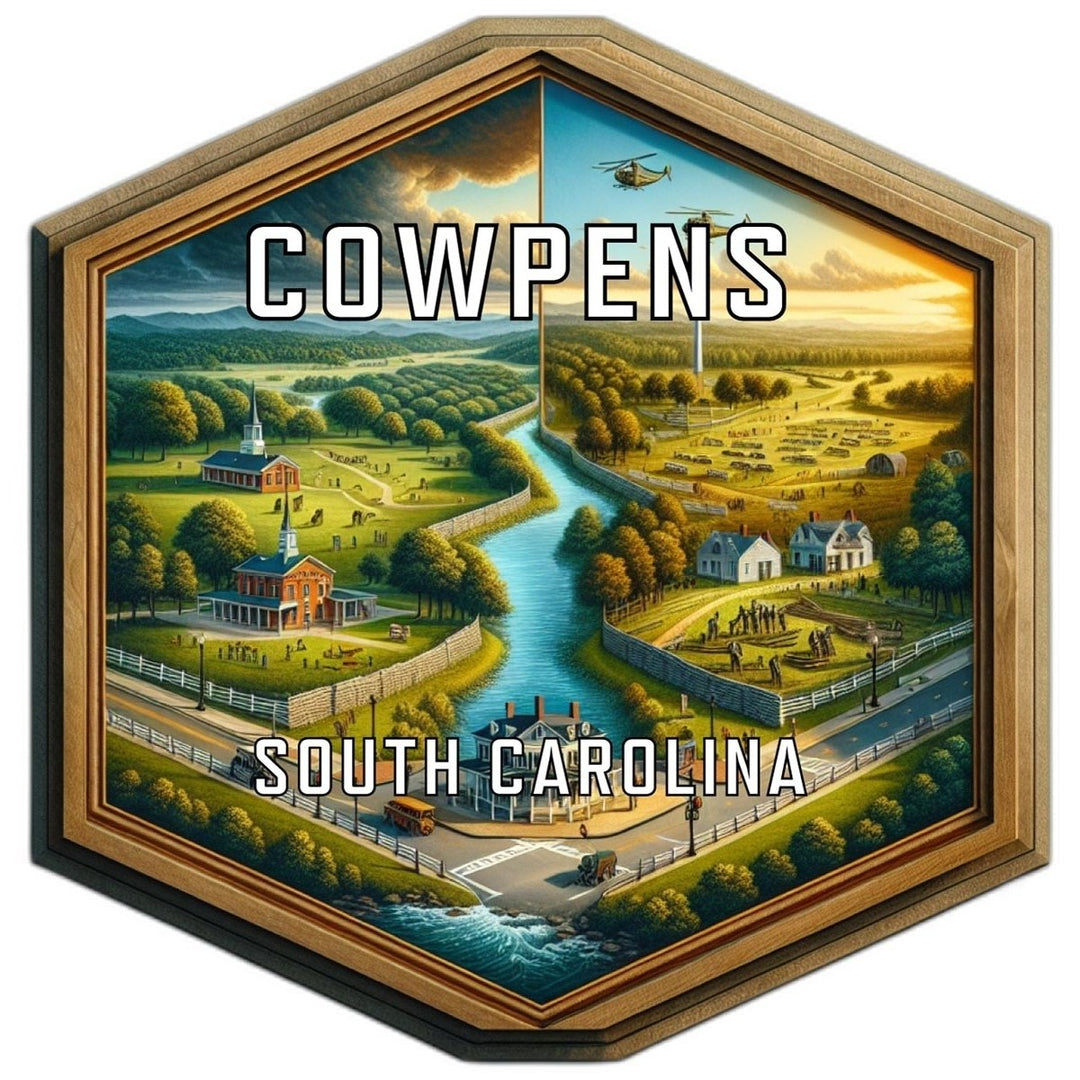 Cowpens South Carolina Souvenir Travel Destination Die Cut Hexagon Fridge Magnet Image 1