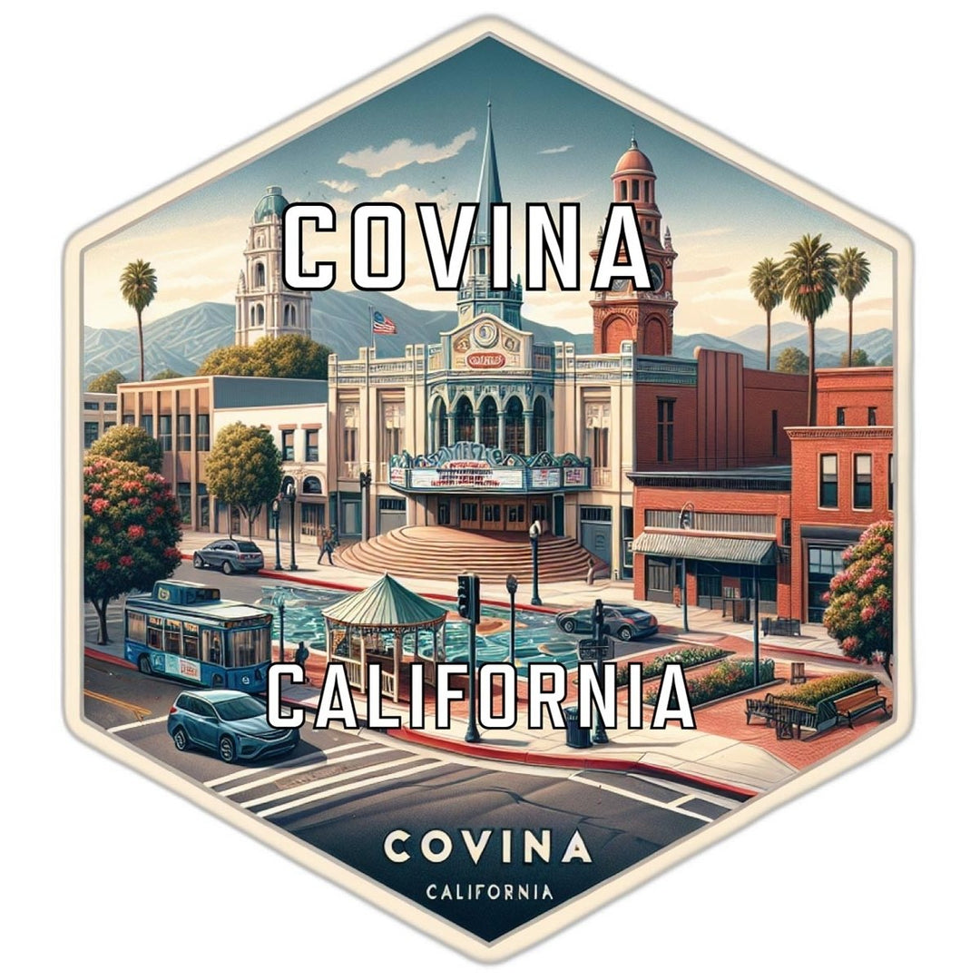 Covina California Souvenir Travel Destination Die Cut Hexagon Fridge Magnet Image 1