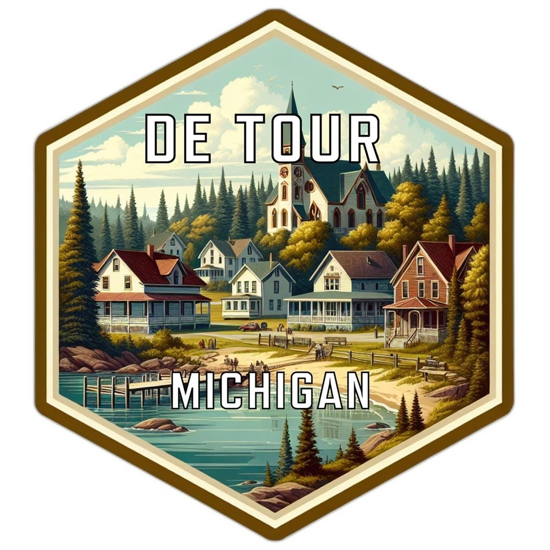 De Tour Michigan Souvenir Travel Destination Die Cut Hexagon Fridge Magnet Image 1