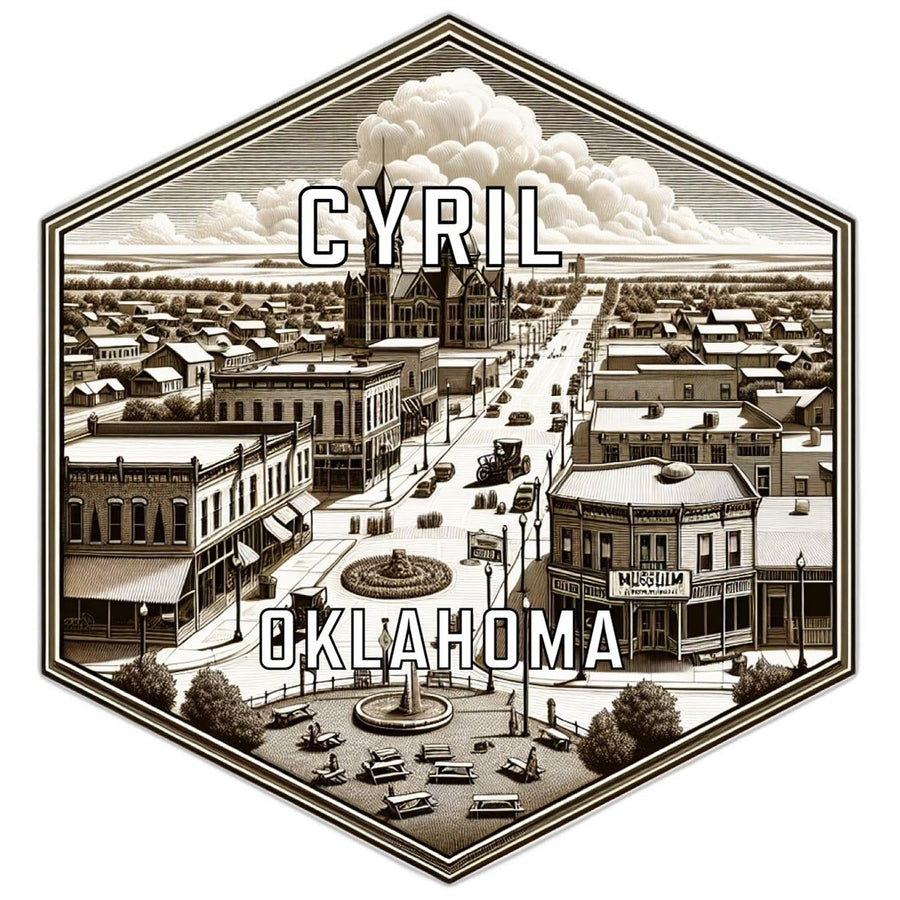 Cyril Oklahoma Souvenir Travel Destination Die Cut Hexagon Fridge Magnet Image 1