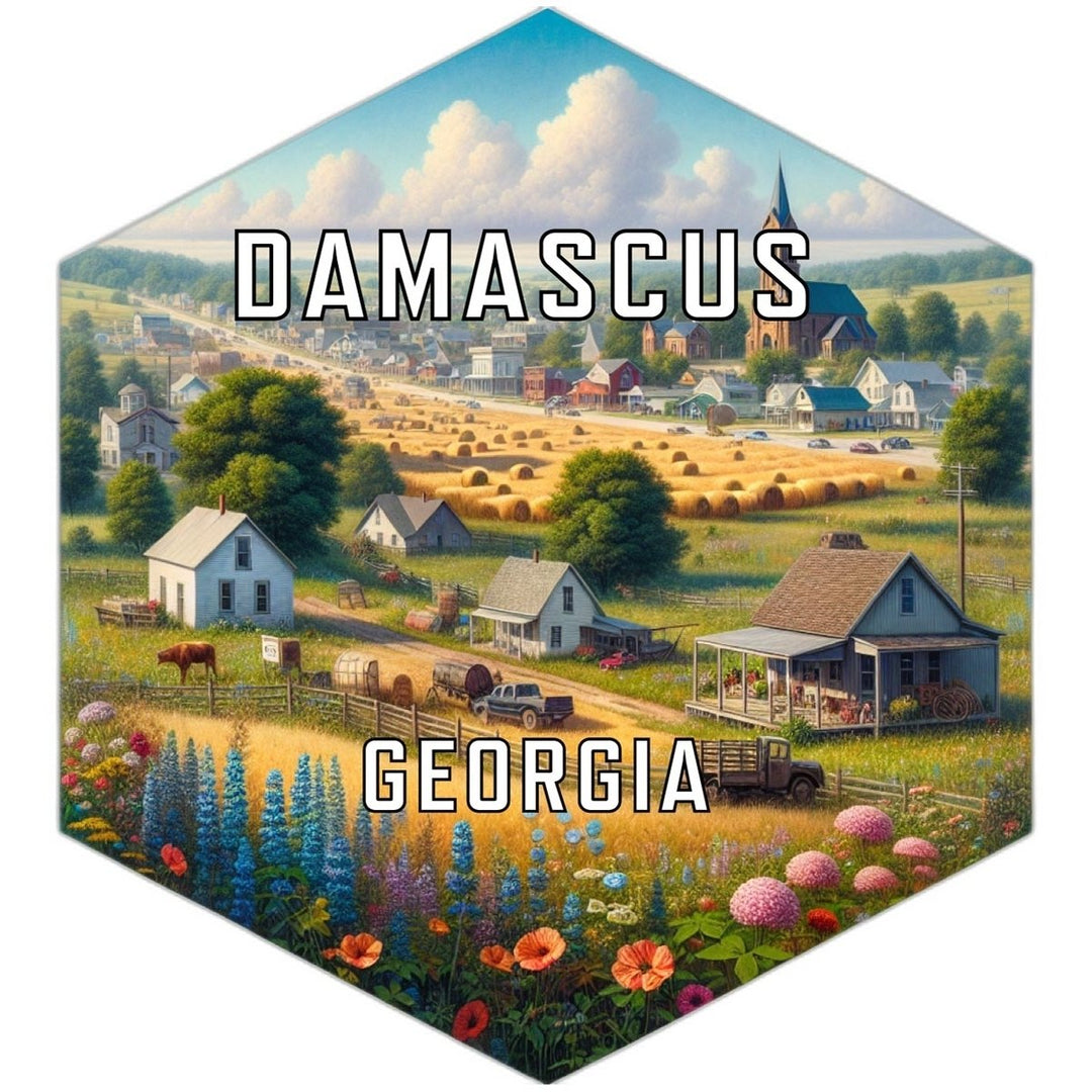 Damascus Georgia Souvenir Travel Destination Die Cut Hexagon Fridge Magnet Image 1