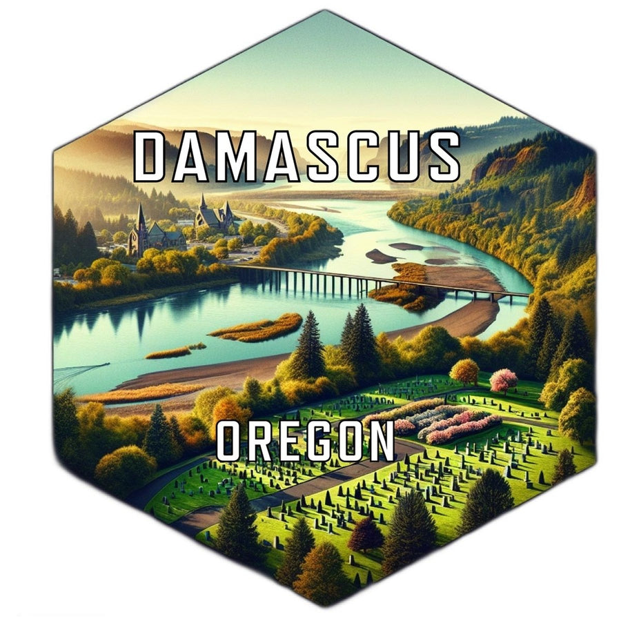 Damascus Oregon Souvenir Travel Destination Die Cut Hexagon Fridge Magnet Image 1