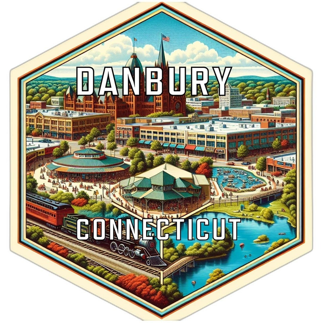 Danbury Connecticut Souvenir Travel Destination Die Cut Hexagon Fridge Magnet Image 1