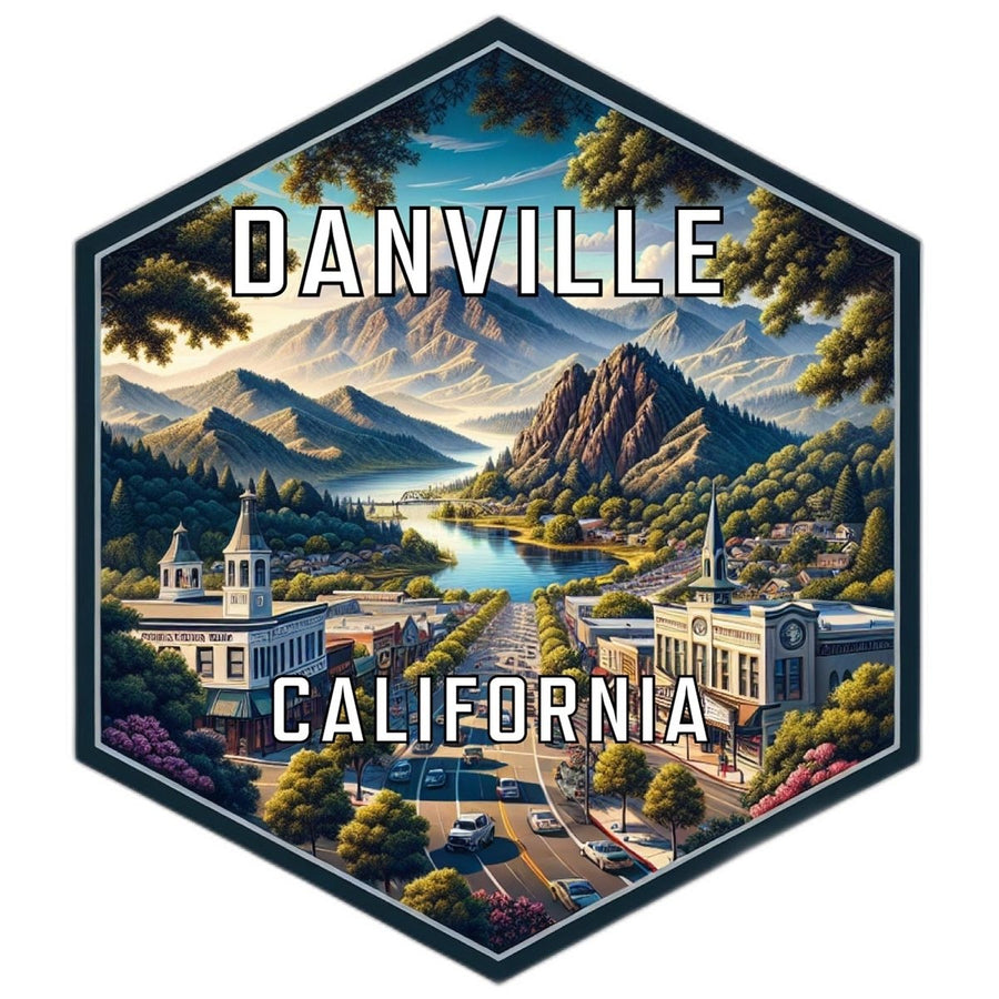 Danville California Souvenir Travel Destination Die Cut Hexagon Fridge Magnet Image 1