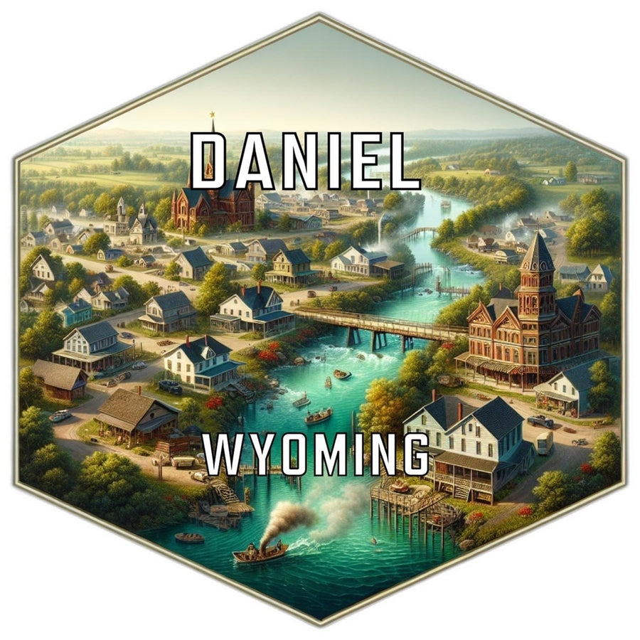 Daniel Wyoming Souvenir Travel Destination Die Cut Hexagon Fridge Magnet Image 1