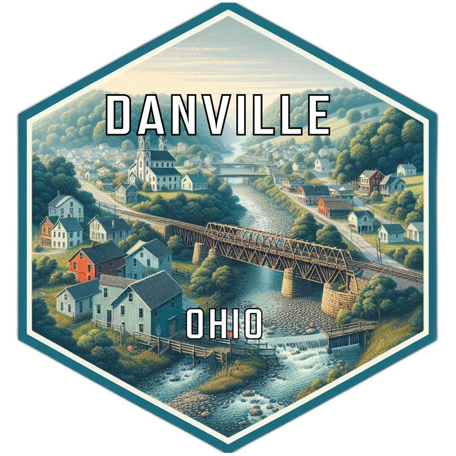 Danville Ohio Souvenir Travel Destination Die Cut Hexagon Fridge Magnet Image 1