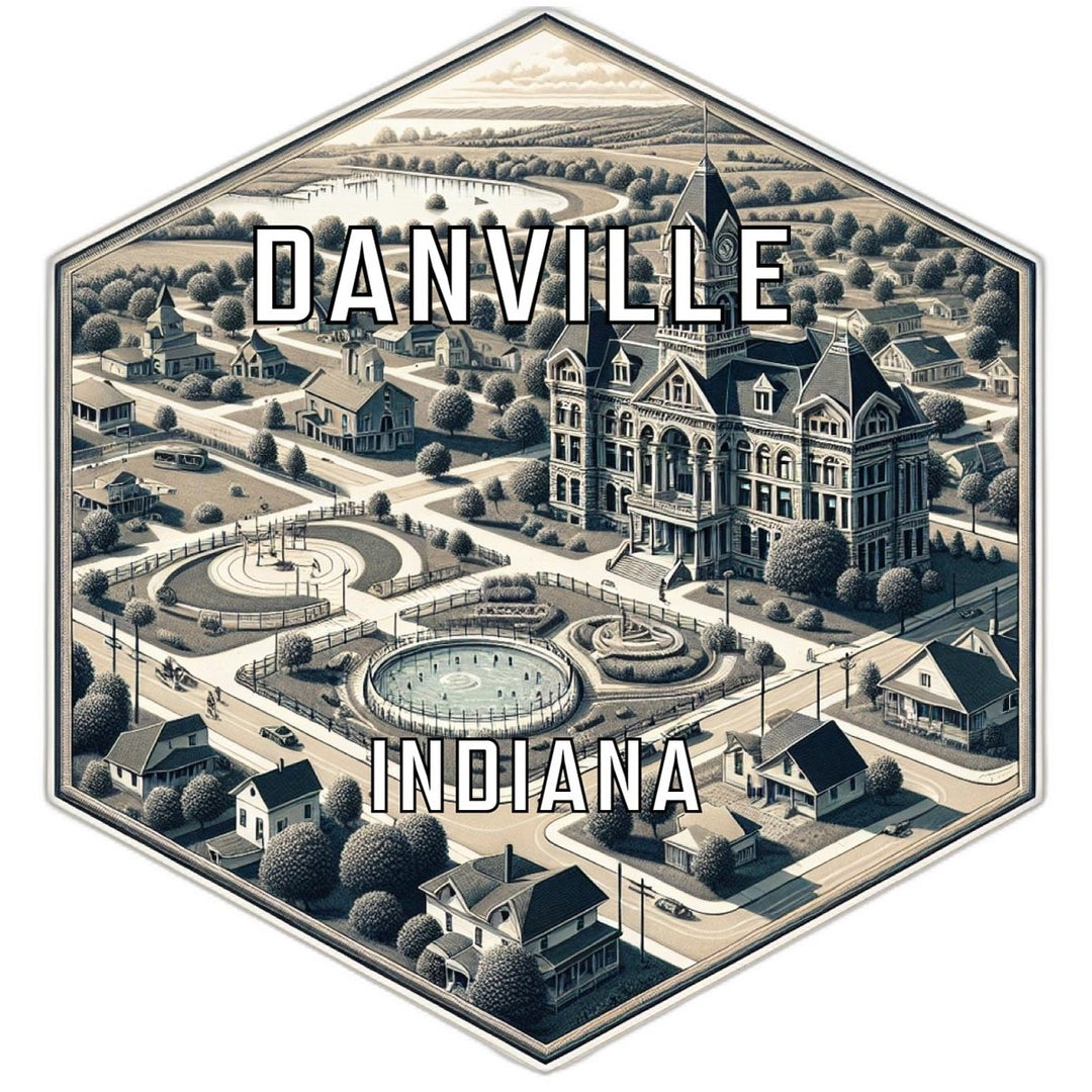 Danville Indiana Souvenir Travel Destination Die Cut Hexagon Fridge Magnet Image 1