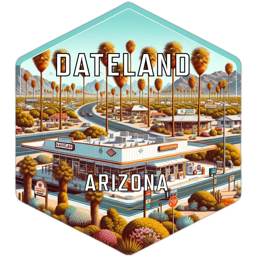 Dateland Arizona Souvenir Travel Destination Die Cut Hexagon Fridge Magnet Image 1