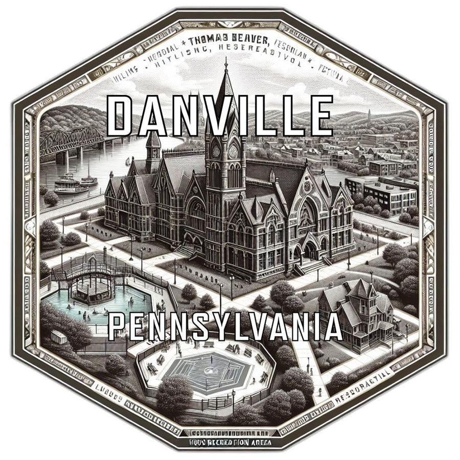 Danville Pennsylvania Souvenir Travel Destination Die Cut Hexagon Fridge Magnet Image 1