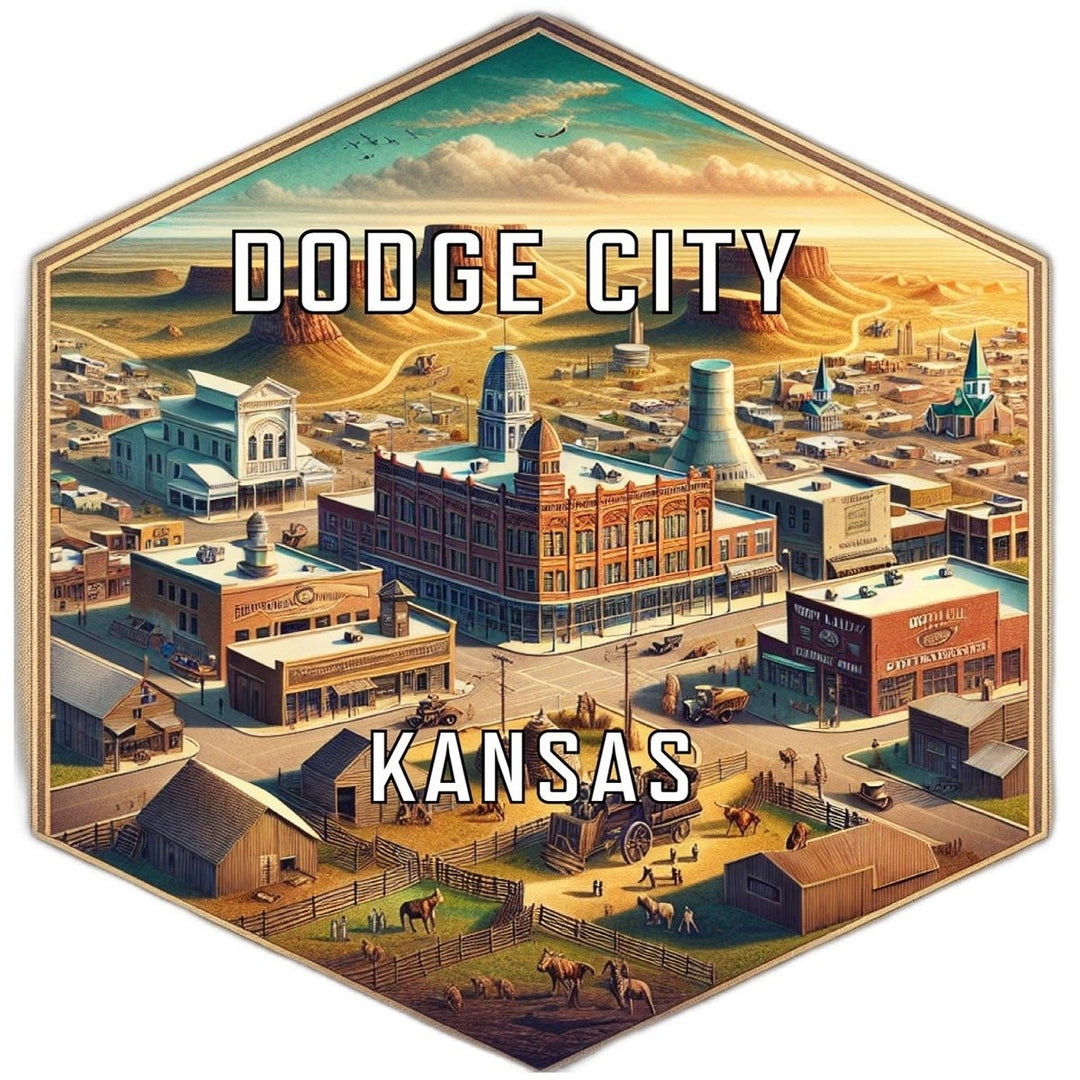 Dodge City Kansas Souvenir Travel Destination Die Cut Hexagon Fridge Magnet Image 1