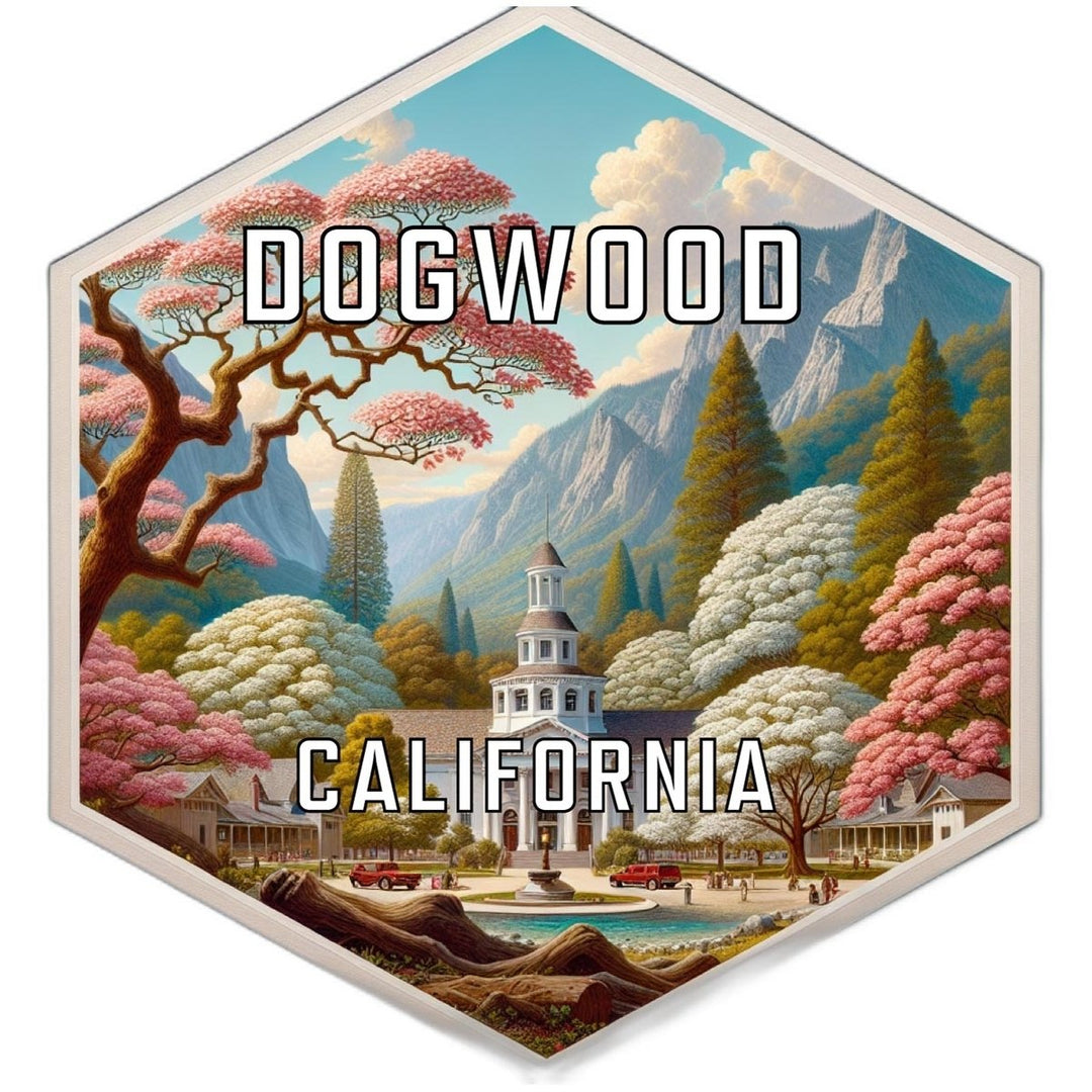 Dogwood California Souvenir Travel Destination Die Cut Hexagon Fridge Magnet Image 1