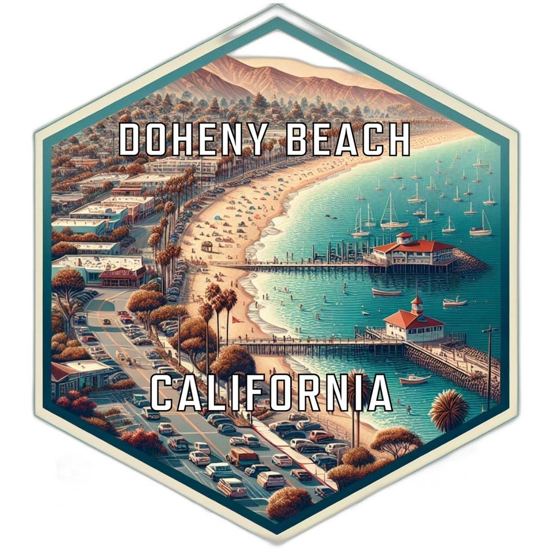 Doheny Beach California Souvenir Travel Destination Die Cut Hexagon Fridge Magnet Image 1