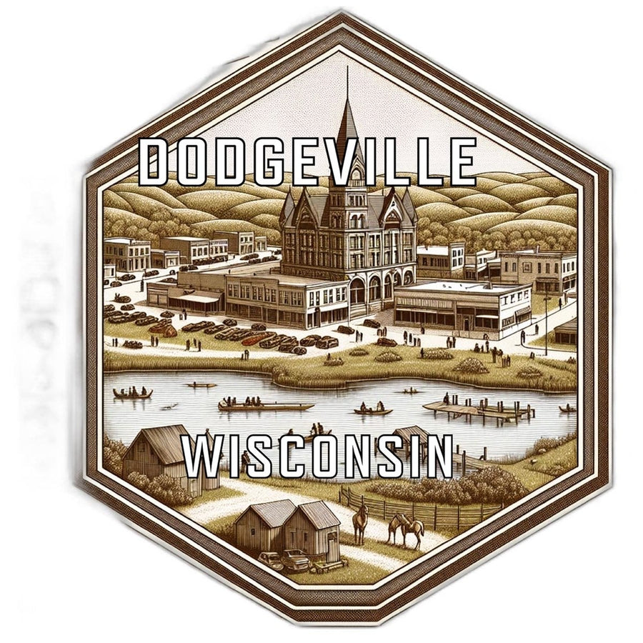 Dodgeville Wisconsin Souvenir Travel Destination Die Cut Hexagon Fridge Magnet Image 1