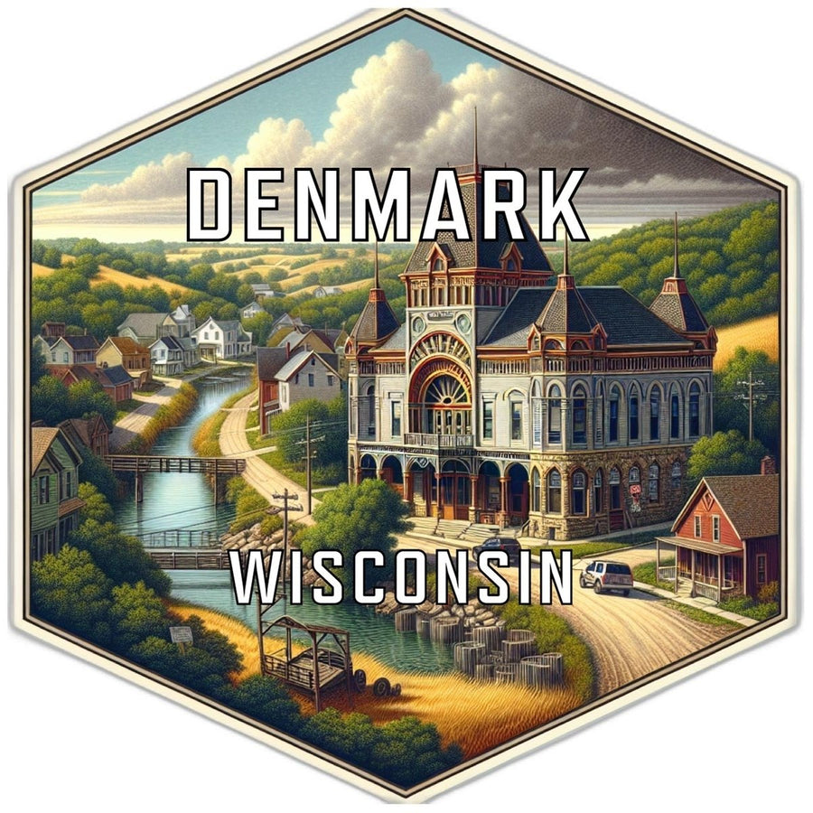 Denmark Wisconsin Souvenir Travel Destination Die Cut Hexagon Fridge Magnet Image 1