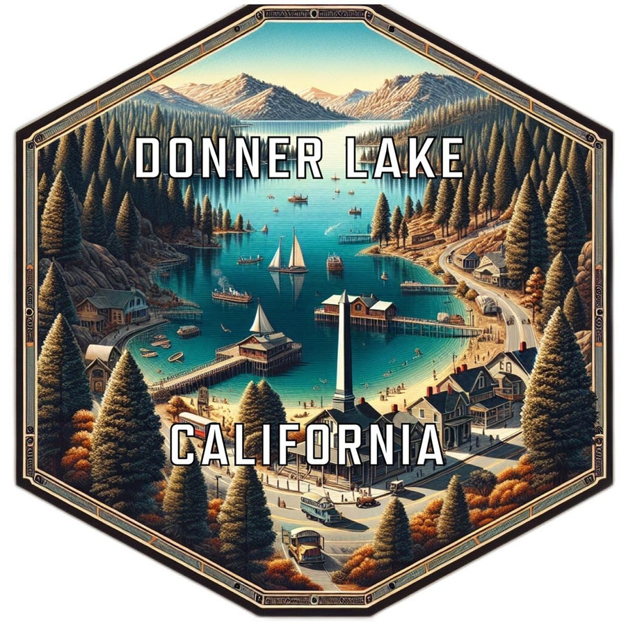 Donner Lake California Souvenir Travel Destination Die Cut Hexagon Fridge Magnet Image 1