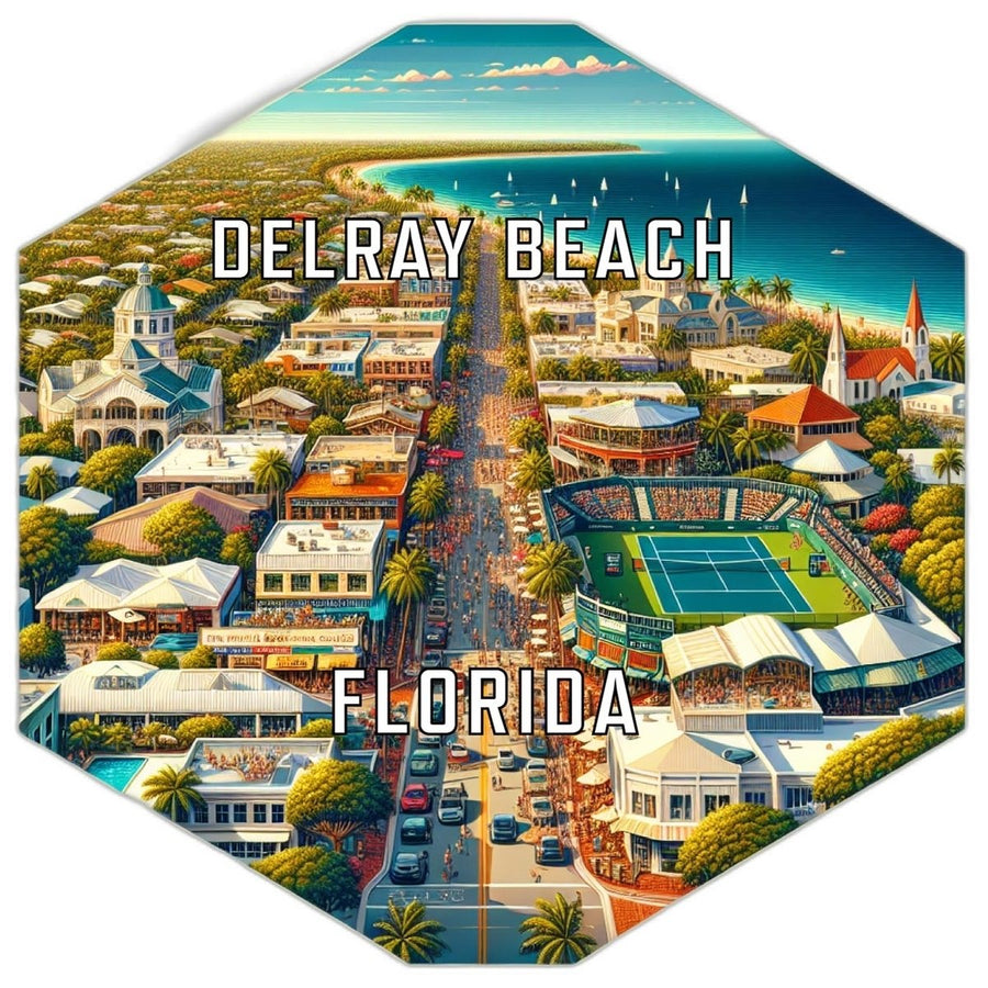 Delray Beach Florida Souvenir Travel Destination Die Cut Hexagon Fridge Magnet Image 1