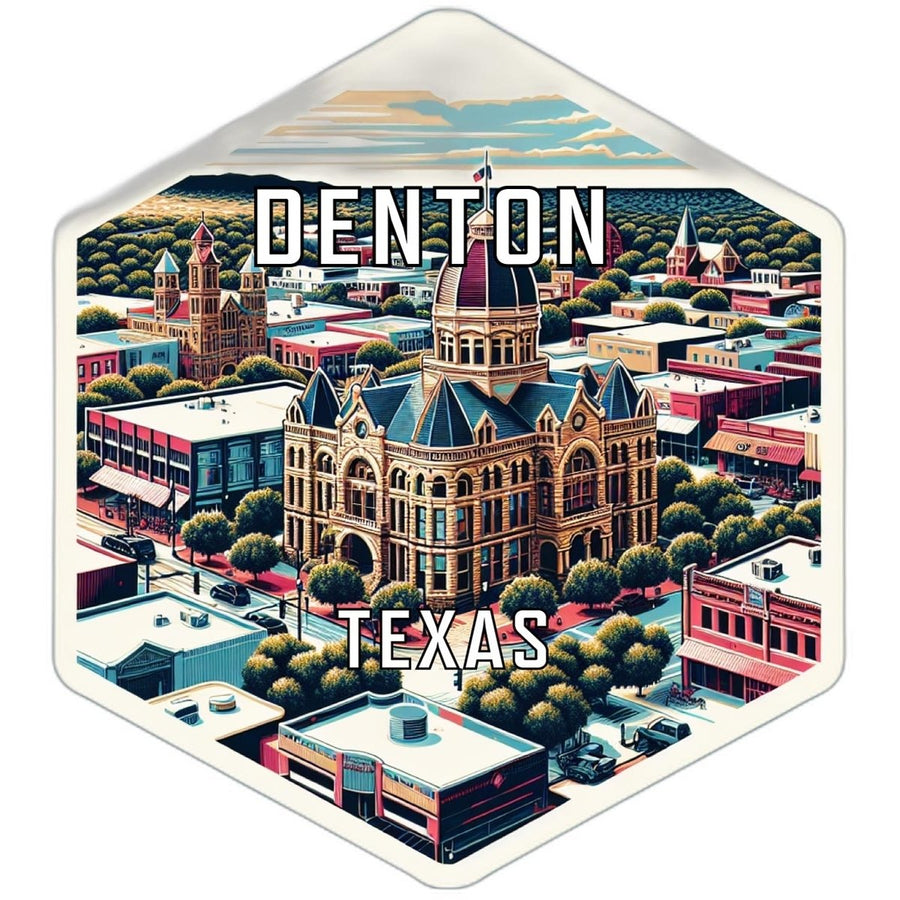 Denton Texas Souvenir Travel Destination Die Cut Hexagon Fridge Magnet Image 1