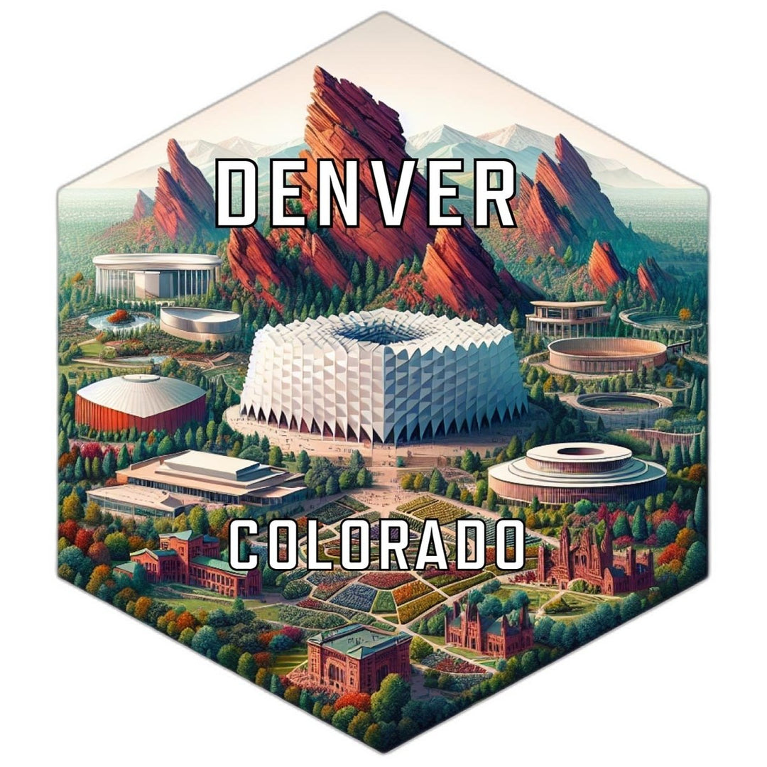 Denver Colorado Souvenir Travel Destination Die Cut Hexagon Fridge Magnet Image 1