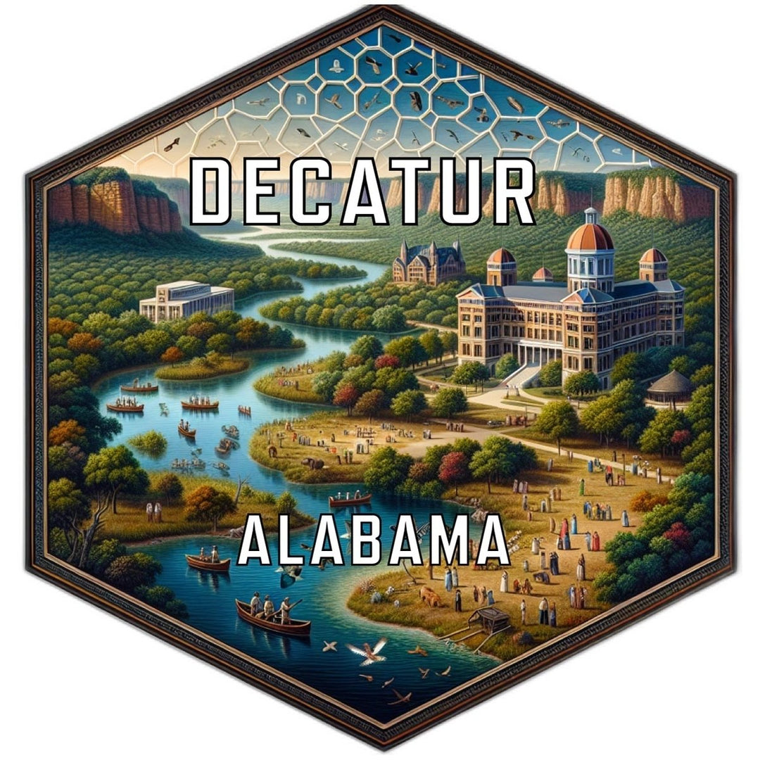 Decatur Alabama Souvenir Travel Destination Die Cut Hexagon Fridge Magnet Image 1