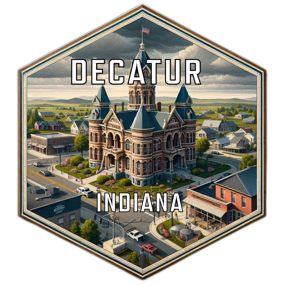 Decatur Indiana Souvenir Travel Destination Die Cut Hexagon Fridge Magnet Image 1