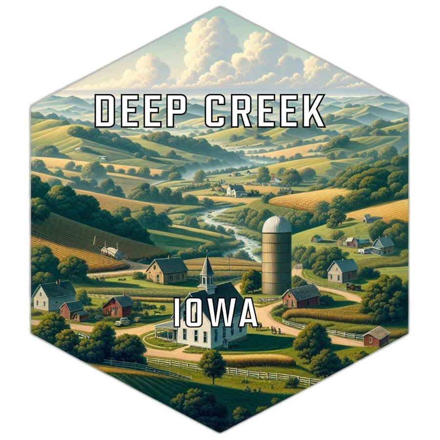 Deep Creek Iowa Souvenir Travel Destination Die Cut Hexagon Fridge Magnet Image 1