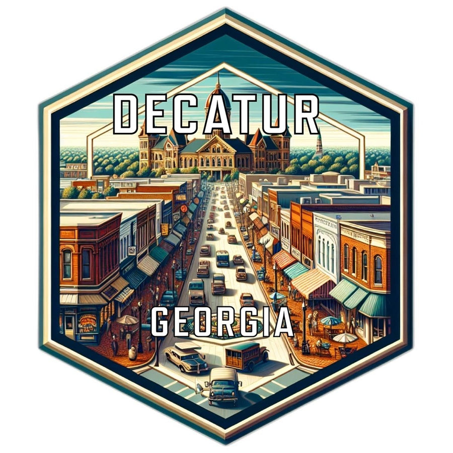 Decatur Georgia Souvenir Travel Destination Die Cut Hexagon Fridge Magnet Image 1