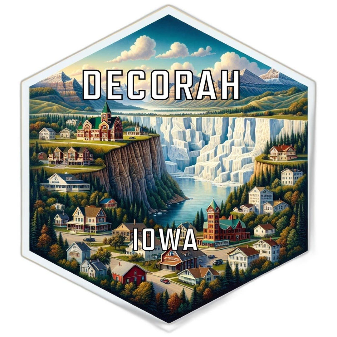 Decorah Iowa Souvenir Travel Destination Die Cut Hexagon Fridge Magnet Image 1