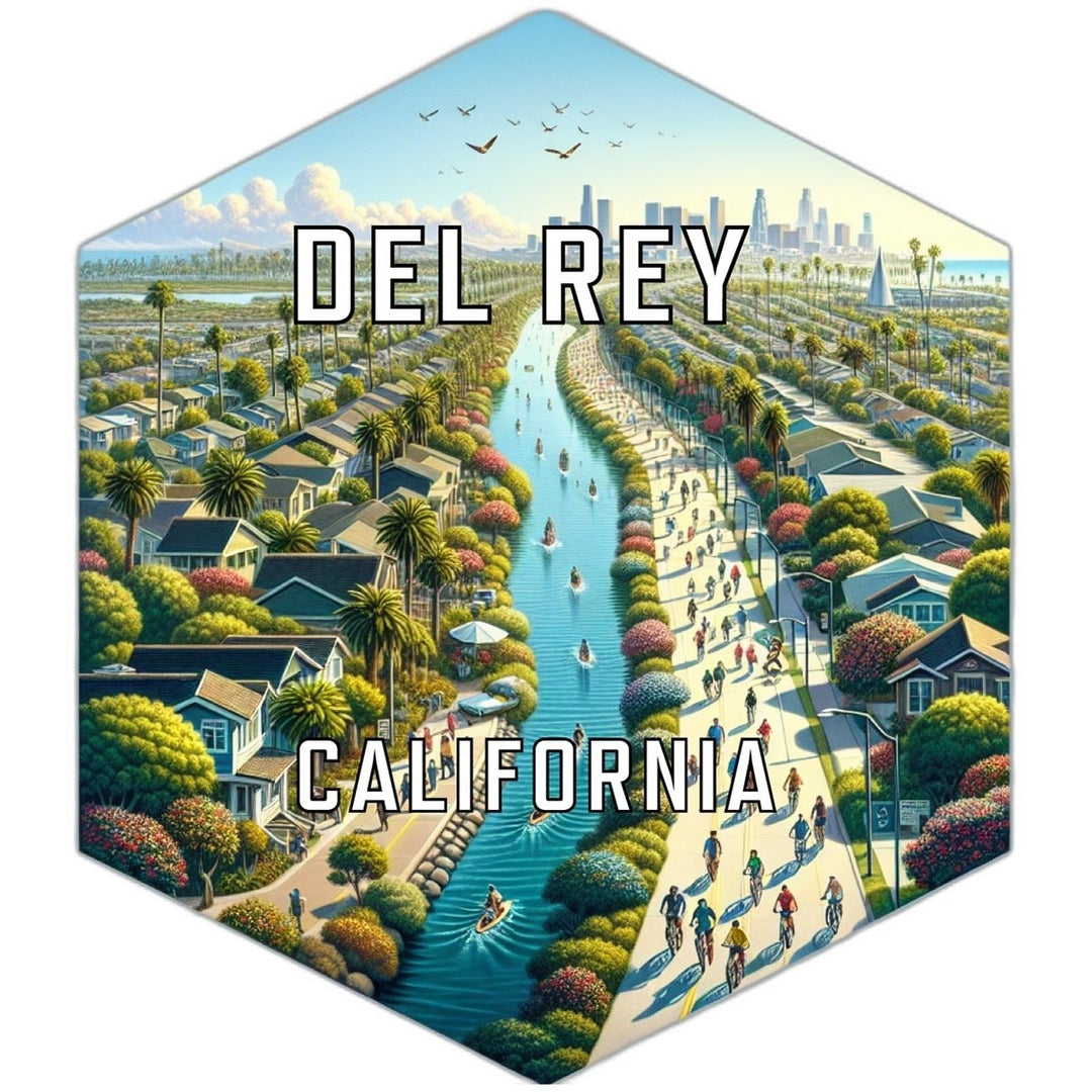 Del Rey California Souvenir Travel Destination Die Cut Hexagon Fridge Magnet Image 1