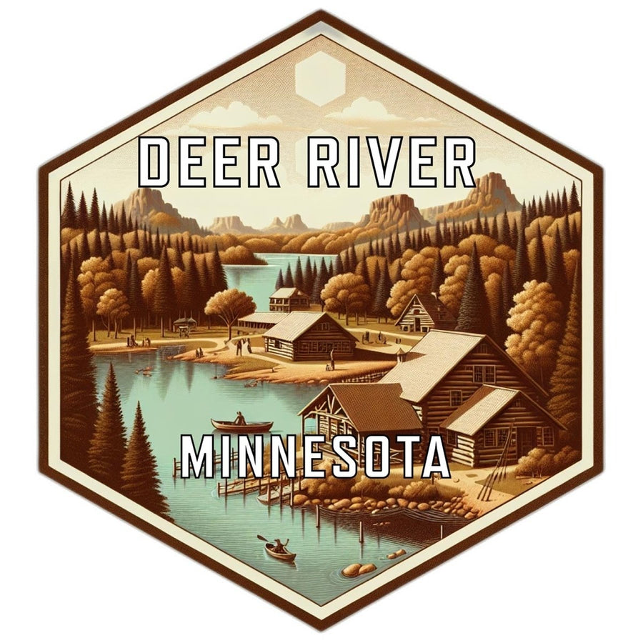 Deer River Minnesota Souvenir Travel Destination Die Cut Hexagon Fridge Magnet Image 1