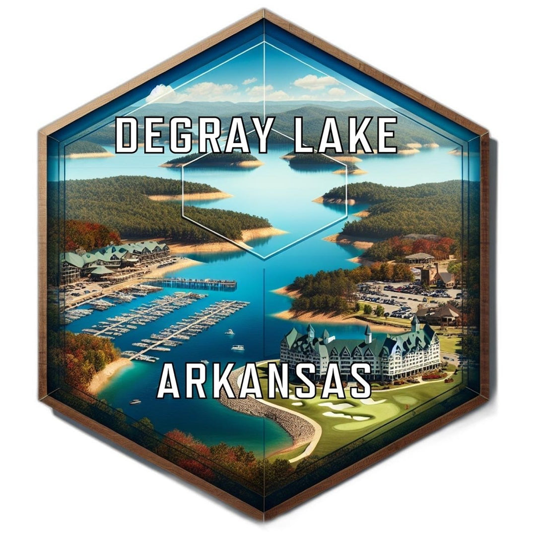 Degray Lake Arkansas Souvenir Travel Destination Die Cut Hexagon Fridge Magnet Image 1