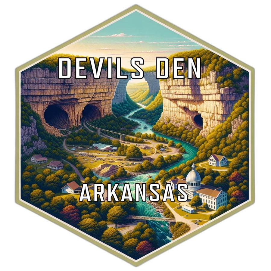 Devils Den Arkansas Souvenir Travel Destination Die Cut Hexagon Fridge Magnet Image 1