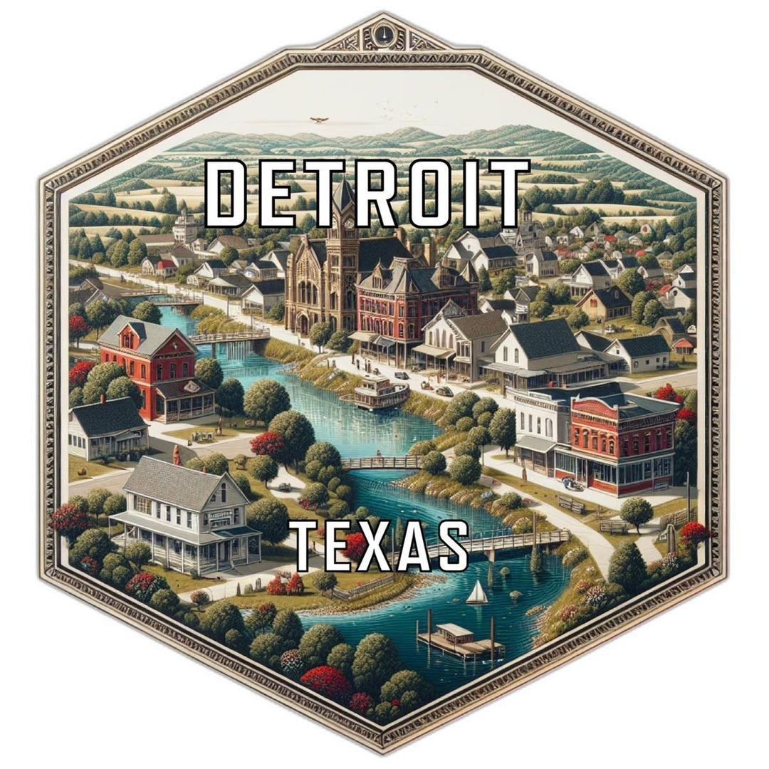 Detroit Texas Souvenir Travel Destination Die Cut Hexagon Fridge Magnet Image 1