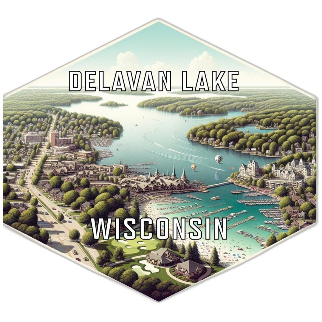 Delavan Lake Wisconsin Souvenir Travel Destination Die Cut Hexagon Fridge Magnet Image 1