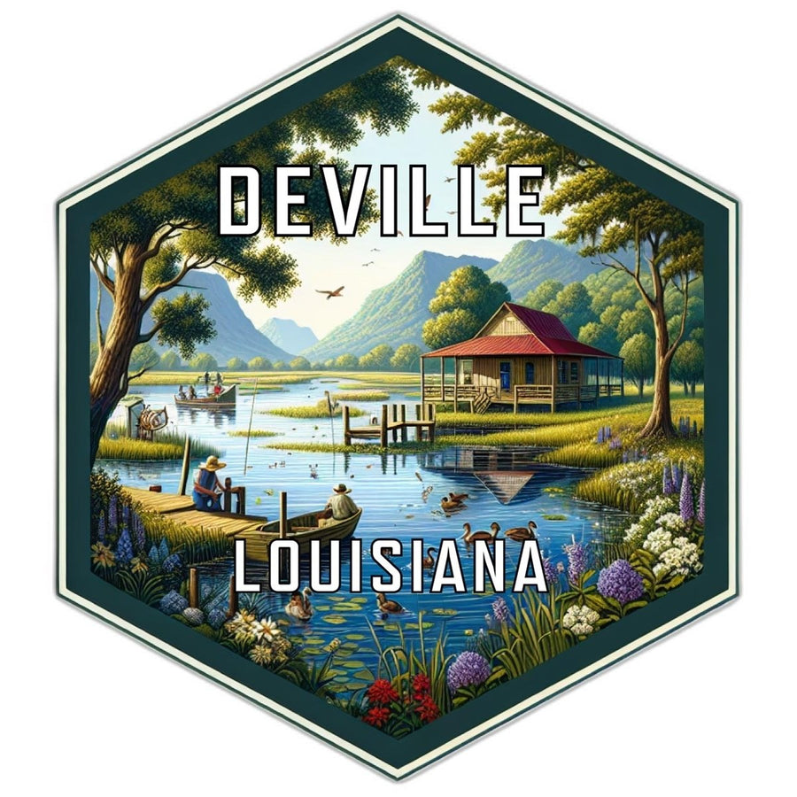 Deville Louisiana Souvenir Travel Destination Die Cut Hexagon Fridge Magnet Image 1