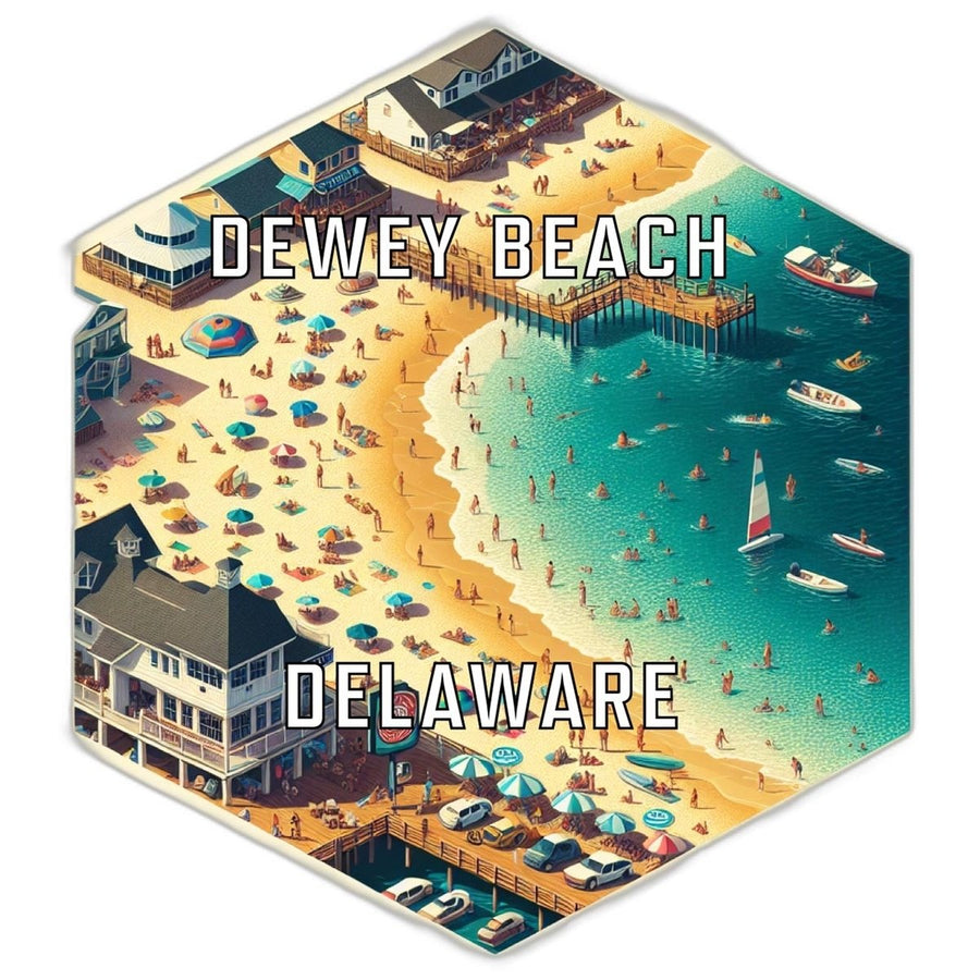 Dewey Beach Delaware Souvenir Travel Destination Die Cut Hexagon Fridge Magnet Image 1